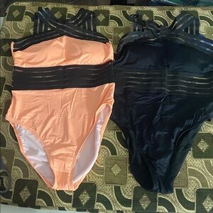 Hilor Women’s One-Piece Mesh Bandage Swimsuit – Pack of 2 (Peach & Black) Size M